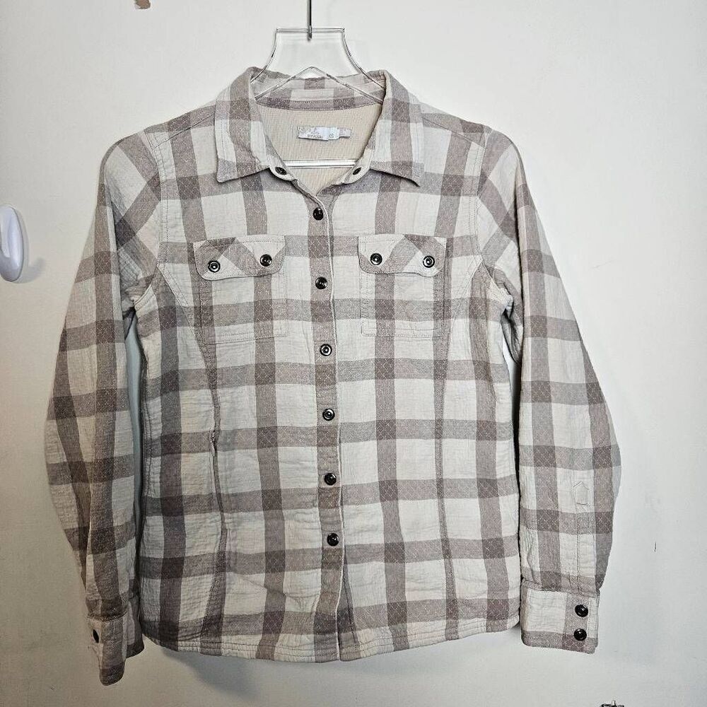 prAna Bridget Lined Shirt Women's Stone Beige Shacket XS